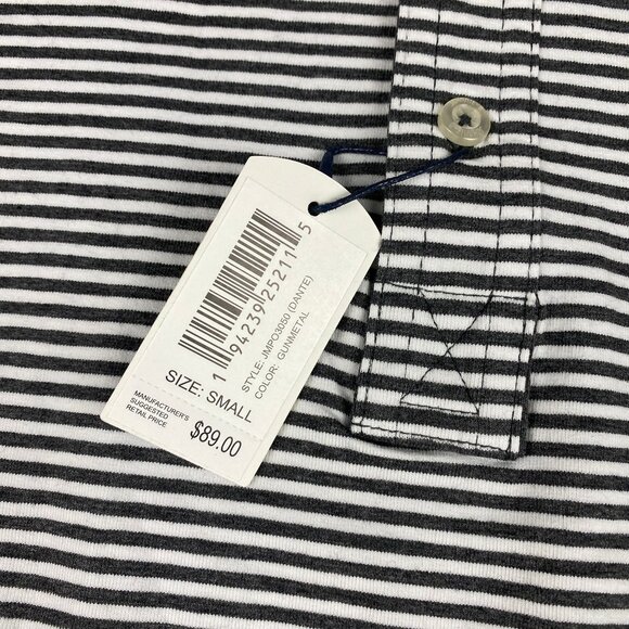 NWT Johnnie-O Hanging Out Polo Men's Size Small Gray White Striped - Picture 6 of 10